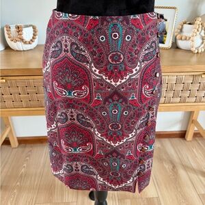 Talbots Red Paisley Pencil Skirt